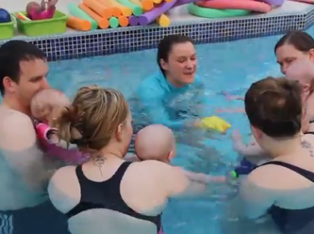 baby swim on video
