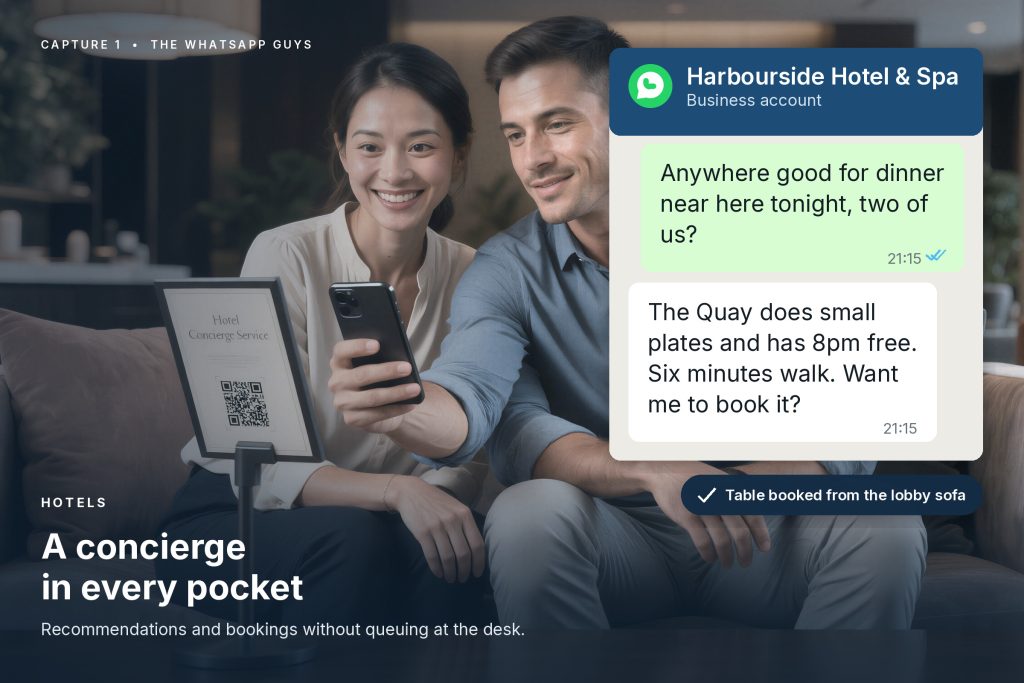 A hotel guest asking a question on WhatsApp