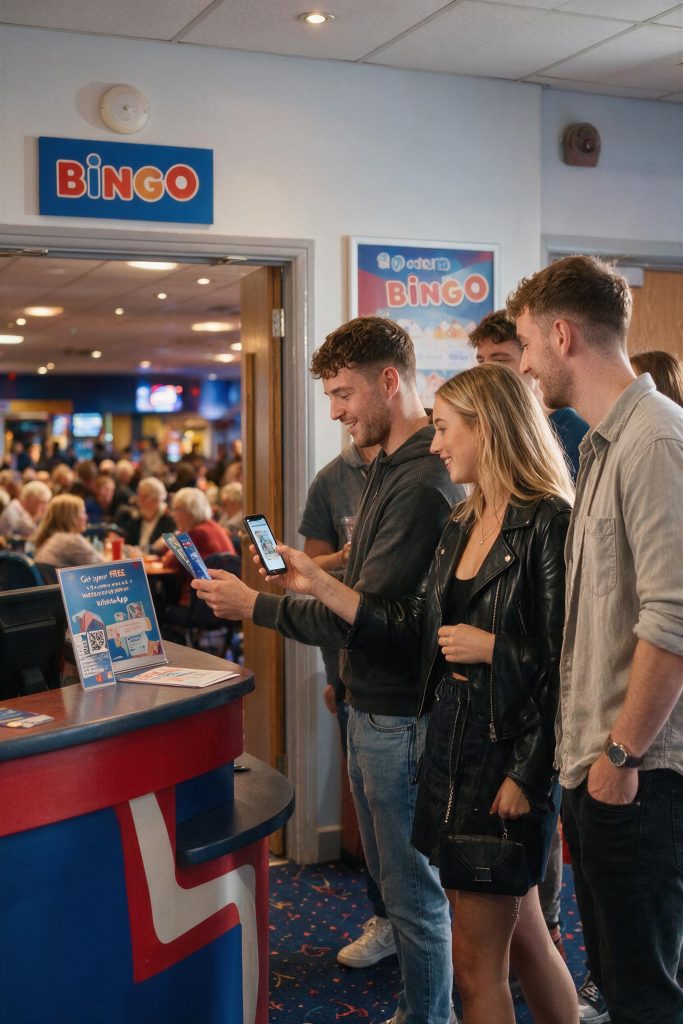 Visitors arriving at a leisure venue and scanning a code