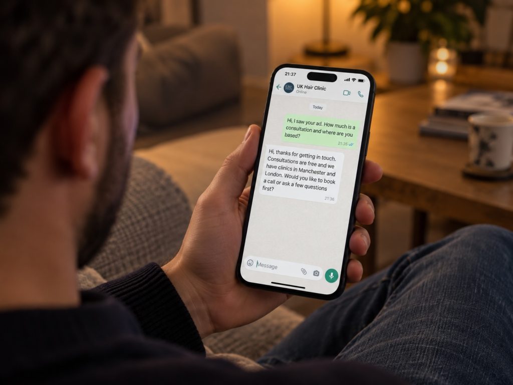 Two colleagues reviewing an enquiry on a phone