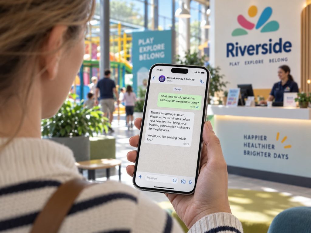 A customer reading a message on his phone